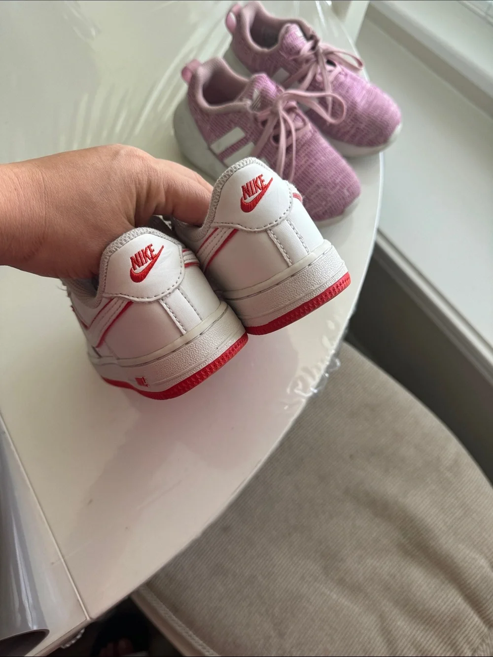Bundle White and Pink Sneakers Nike and Adidas size 12 toddler girl